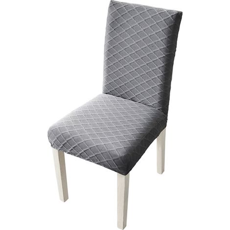 Housse de chaise de salle à manger extensible à motif losanges, amovible et lavable, blanche, pour hôtel ou restaurant. (1/5)