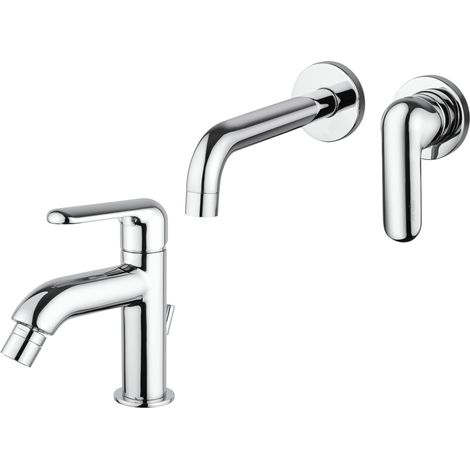 Set miscelatori lavabo a parete e bidet in colore cromo Piralla Last KITLAST4CR