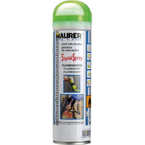 MAURER spray pintura trazador verde fluorescente 500 ml. , Spray trazador verde fluorescente.- Bote de 500 ml.- Especialmente adecuado para el marcado de las obras.