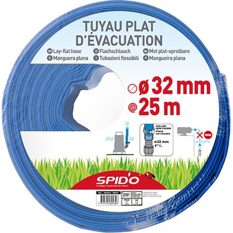 SPIDO - Tuyau plat d'évacuation 25M - Diamètre 32MM