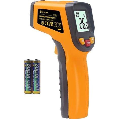 Thermomètre Infrarouge, Pistolet Temperature -50°C à 600°C, Laser Thermometre Sans Contact avec LCD pour Cuisine, Four à Pizza, l'industrie, HVAC (1/5)