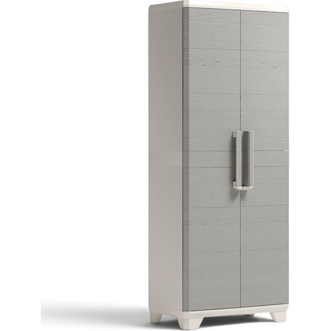 Armadio linear wood in resina tuttopiani lucchettabile con 2 ante e 3 ripiani Keter (1/4)