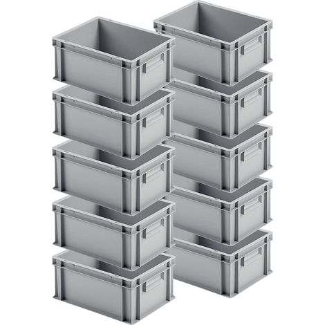 BRB 10 x Euro Conteneurs avec 2 poignées, LxPxH 400x300x175 mm, gris