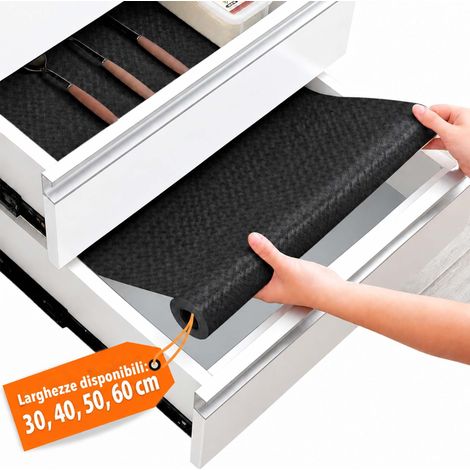 Relaxdays Tappetino per cassetti tagliabile, antiscivolo, impermeabile, universale, EVA, 40 x 600 cm, nero