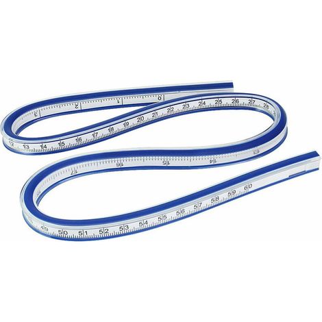Règle Flexible, Règle Courbe 60cm en Plastique Vinyle Double Face Nouvelle Creative Règle (Bleu) (1/5)