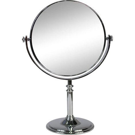 Specchio cosmetico Rotondo da Trucco con Zoom da appoggio per ingrandimento Portatile per Barba rasatura con Base da Tavolo ø 15 (1/5)