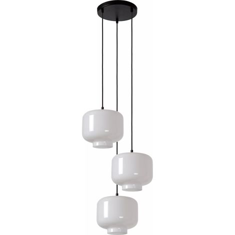 Lampada a sospensione Medine Lucide 3 luci vetro bianco (1/5)