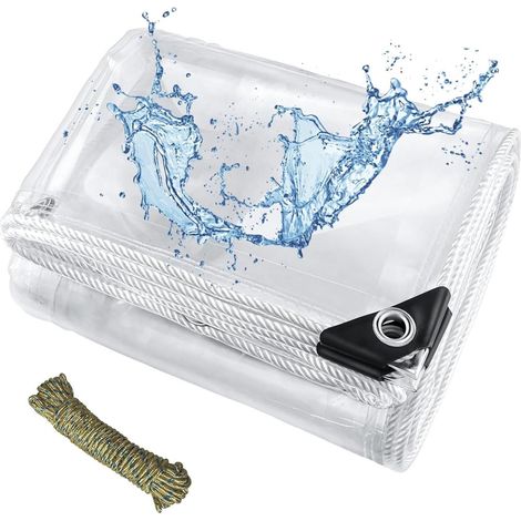 Bâche Transparente avec Oeillets, Bâche Imperméable en PVC, Couverture De Feuille pour Extérieure Plantes Jardin Terrasse Serre Gazebo, Indéchirable, 2M x 2M (1/5)