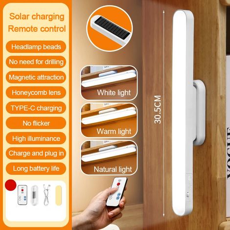 Lampe de table magnétique suspendue solaire (télécommande solaire) avec LED rechargeable USB et variation d'intensité progressive (1/5)