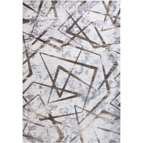 Tappeto soggiorno moderno design geometrico marrone pelo corto Double MAR001