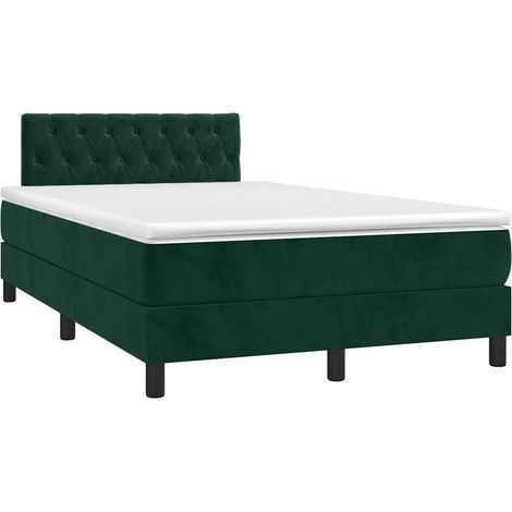 Maison Exclusive - Letto a Molle con Materasso e LED Verde Scuro 120x200cm Velluto (1/5)