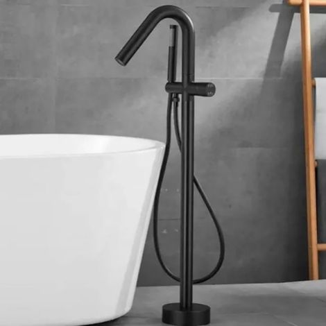 Robinet mitigeur de baignoire au sol noir, Bracchi (1/5)