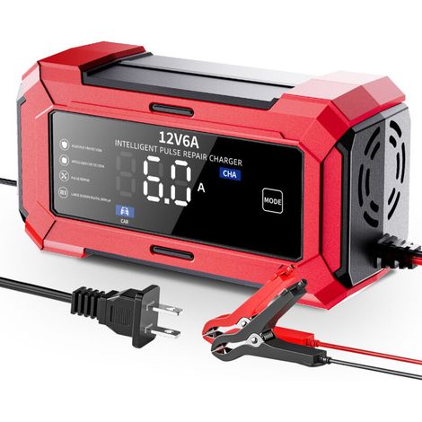 Caricabatterie per auto 12V 6A rosso (12V 6A), caricabatterie per moto (14,6V), caricabatterie per batterie al litio ferro fosfato 12V compatibile con batterie al piombo-acido al litio (1/3)