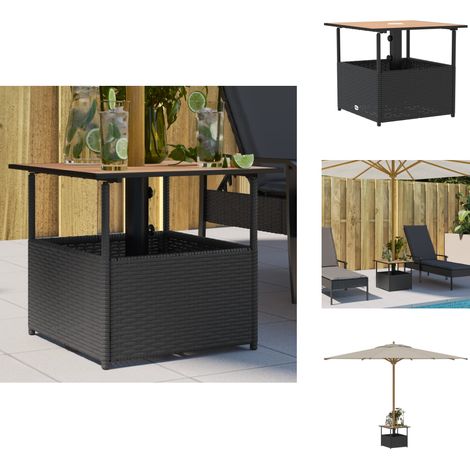 Gartentisch mit Schirmloch Schwarz 55x55x46,5 cm Poly Rattan - Gartentisch - Gartentische - Terrassentisch - Gartenmöbel (1/5)