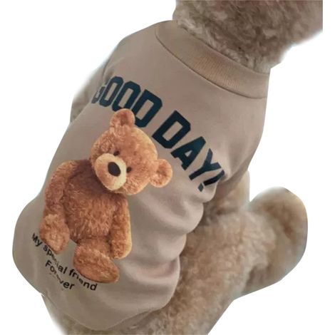 Vêtements pour chien kaki S, ours mignon, doux, confortable, chaud, col rond, dessin animé, vêtements pour animaux de compagnie (1/4)