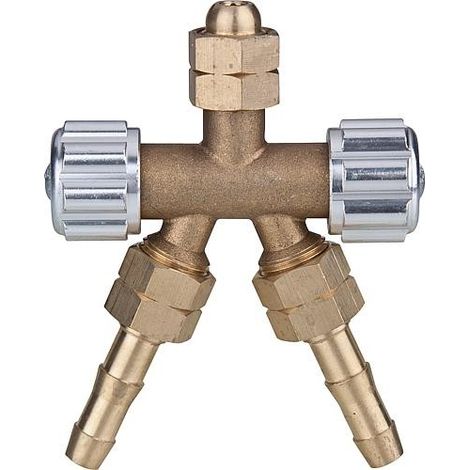 Distributeur pour acétylène Raccord : 3 x G3/8" / LW 9 avec volant plastique