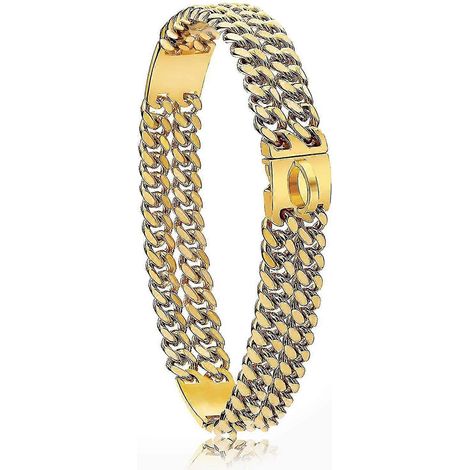 Collier pour chien avec pendentif plaqué or 18 carats, chaîne cubaine robuste de 24 mm de large et boucle en acier. (1/5)