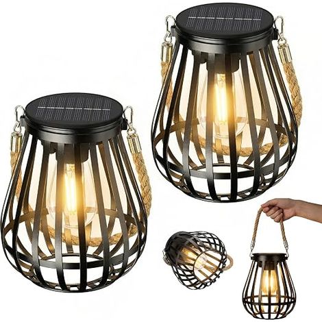 lampes solaires à suspendre lanterne solaire blanc chaud décoration de jardin lampes solaires ampoule LED éclairage balcon (1/5)