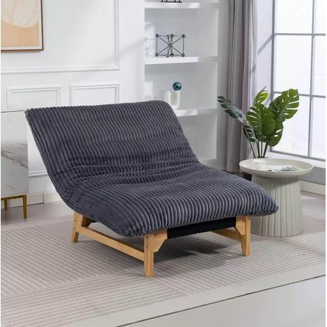 Fauteuil poire adulte en tissu gris 84 x 62 x 22 cm, avec dossier ergonomique et garnissage mousse haute densité, pour salon ou chambre – de FLORAGRACE (1/5)