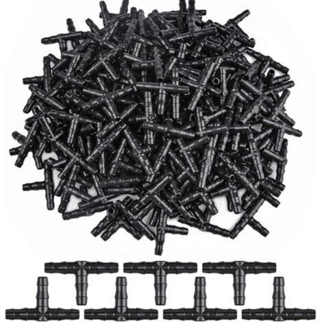 100 pezzi di attrezzo per irrigazione da giardino per raccordo tubo flessibile per sistema di irrigazione a goccia da 4/7 T (raccordo a T positivo da 4/7 mm)