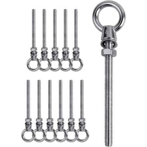 12 PCs Boulon à œil , Boulon à œil M8 x 80mm , Anneau de levage M8, Boulon à œil en acier inoxydable 304 , Crochet à visser Boulon à œil M8 (1/4)
