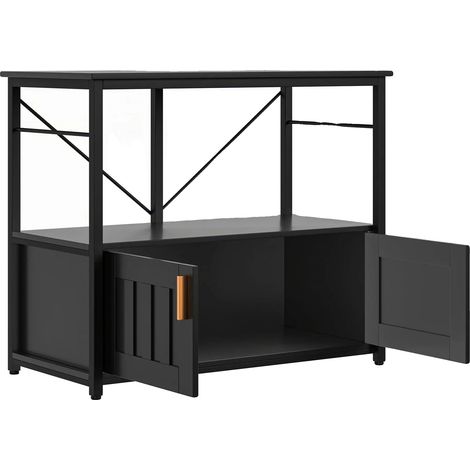 Supporto per acquario, struttura in metallo, ampio spazio di archiviazione, nero (1/2)