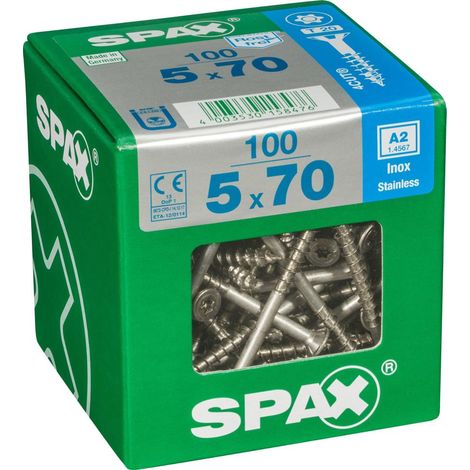 SPAX Lot de 100 vis inox tête fraisée torx SPAX, Diam.5 mm x L.70 mm (1/5)