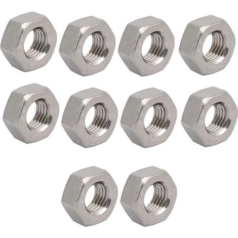 10pcs Écrou Hexagonal M6x0,75mm Métrique acier Inox 304 (1/3)