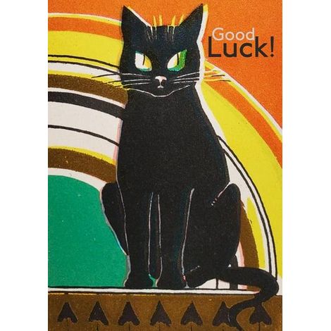 Schwarze Katze – Glückskarte im Vintage-Format (B6) mit Umschlag
