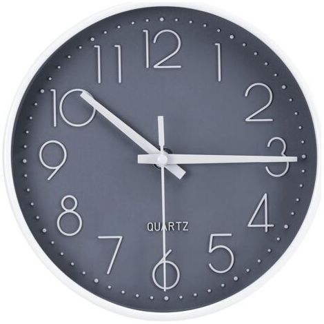 Horloge murale ronde silencieuse EXCITAT 20 cm - Convient aux bureaux, cuisines, salons, chambres d'enfants et écoles - Grise (1/5)