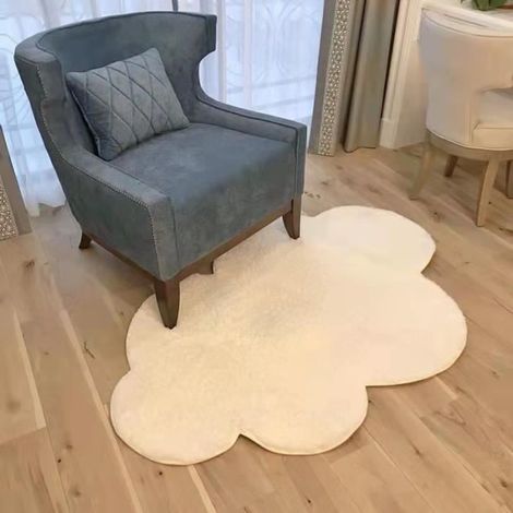 Tapis décoratif pour enfants en forme de nuage pour bébé - Tapis à ramper, Tapis en peluche doux, antidérapant, Blanc,50 x 80cm (1/4)