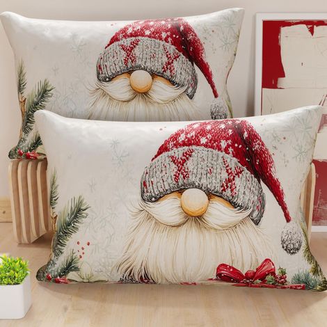 Paire de Housses de Coussin en Microfibre 40x80 cm, Coussins Décoratifs de Noël pour Chambre, Canapé, Salon, Lot de 2 Housses de Coussin, Taie d'oreiller de Noël 13