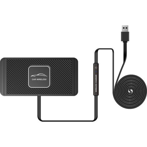 Tapis de charge rapide pour voiture, chargeur sans fil Qi, support pour téléphone, station d'accueil (1/5)