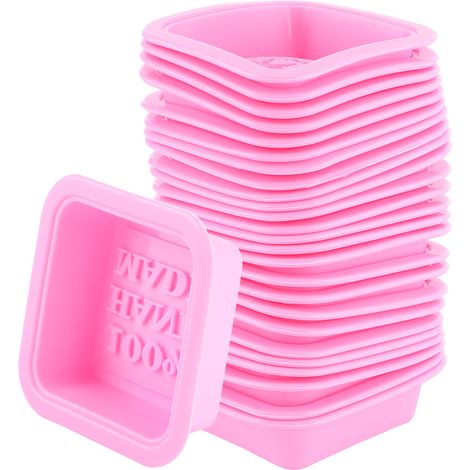 25 moules à savon en silicone faits main, multifonctionnels, pour bougies, gâteaux et pâtisseries (rose) (1/5)