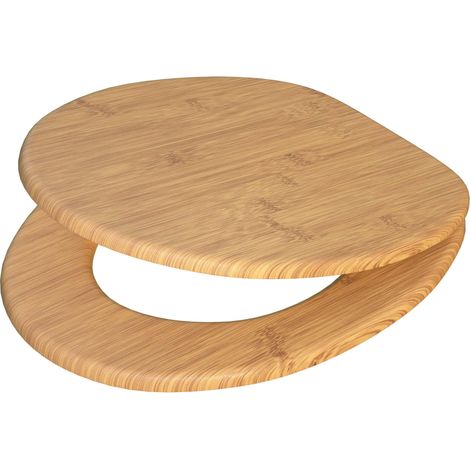 Bamboo toilet seat slow close easy clean mdf wood