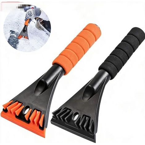 2 PCS Grattoir à glace pour voiture - Noir et orange - Lame de 10 cm - Dégivrage et grattage de vitres haute efficacité (1/5)