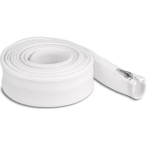 DELOCK TUYAU TRESSÉ AVEC FERMETURE ÉCLAIR RÉSISTANT À LA CHALEUR 3 M X 50 MM BLANC 20835