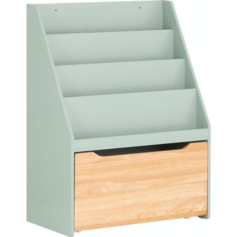 SoBuy Libreria montessoriana per bambini Scaffale portagiochi con contenitore Portariviste Verde 62x30x80cm KMB95-GR (1/5)