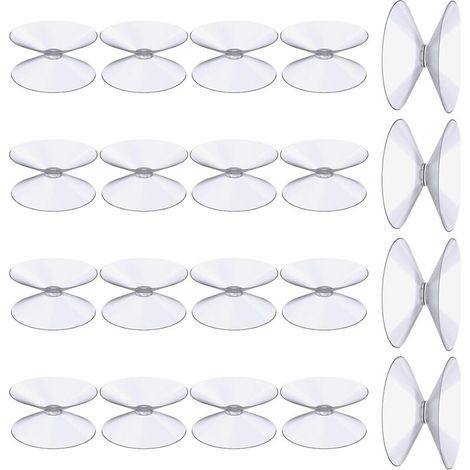 Pair Ventouses Double Face, 20 Pièces 3 cm Ventouses Transparentes, Extra Fortes PVC Plastique Suspension Rideau Isolant Ventouse pour Miroir De Table En Verre, Miroir de fenêtre de salle
