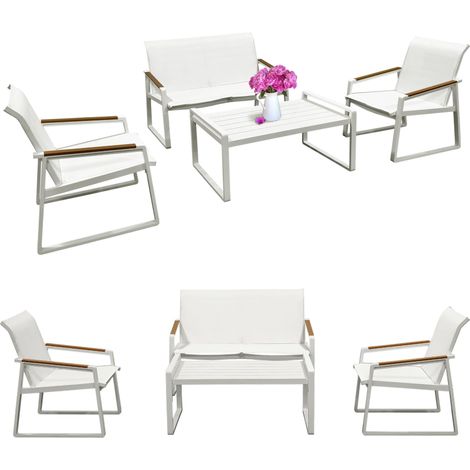 Set di mobili da giardino: 2 sedie, divano, tavolo, set in alluminio per la terrazza