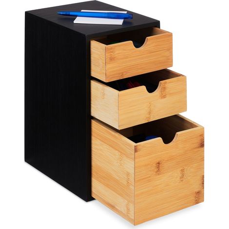 Organizador de cajones de escritorio con 3 compartimentos, bambú