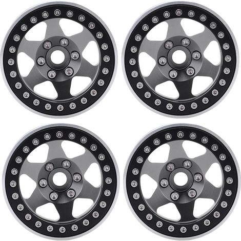 4 Pièces Jantes en Alliage d'Aluminium 1,9 Pouces pour Voiture RC 1/10, Compatible Axial SCX10 90046, AXI03007, REDCAT, MST Titanium (1/5)