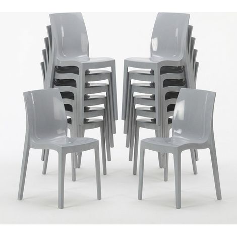 Stock 18 Sillas Ice Grand Soleil de Polipropileno para Restaurante y Bar - Gris (1/5)