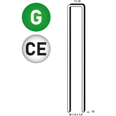 5 000 Agrafes Galvanisées 12 Microns Z-75 - 11.1x75x1.4x1.6 mm - 6Z - D-Work