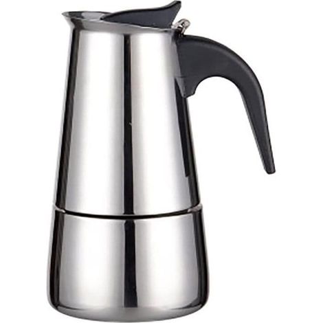 SABIR-Cafetière italienne Moka en acier inoxydable - 4 tasses, 200 ml - Compatible induction, gaz et vitrocéramique (1/5)