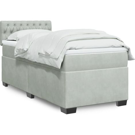 vidaXL Sommier à lattes de lit et matelas Gris clair 90x190 cm Velours