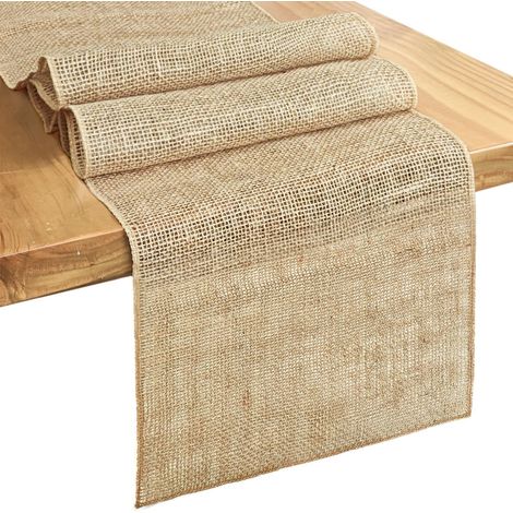 Chemin de table - Nappe - Chemin de table rustique - Style vintage - Accessoires décoratifs - Jute - Jaune (1/5)
