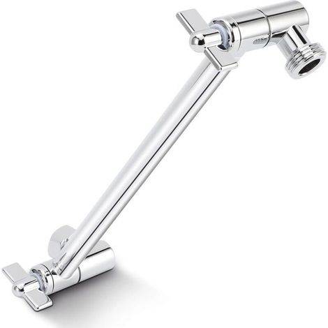 Zoternen Rallonge de pommeau de douche, 25 cm, bras de douche réglable, montage sans outil, chromé, pour tous les angles de douche, raccord universel G1/2, argenté (1/4)