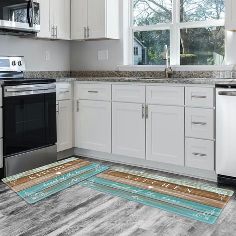 PVC Kitchen Floor Mat, Simple Marble Pattern, Oil-proof and Stain-resistant, Anti-fatigue, Thickened Carpet - KITCHEN - Huang Lan - 44 x 75 x 1.0cm
