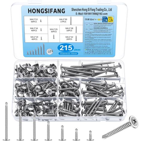 215 Pcs Vis Autoforeuse Metal, Vis autoforeuse inox M4.2 (1/5)